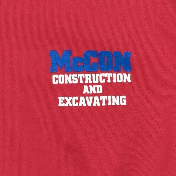 Jerzees Super Sweats Men XL Red Crewneck Pullover Sweater Construction Excavatin - Picture 2 of 6